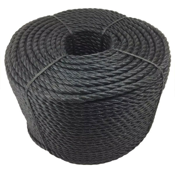 10mm Lightweight Polypropylene Black Coil 3 Strand Nylon Rope