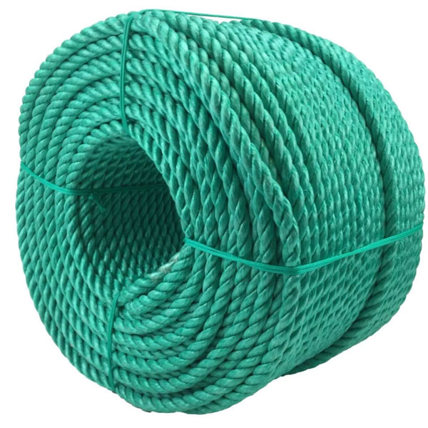 10mm Thick Coil 3 Strand Nylon Lightweight Polypropylene Green Rope 