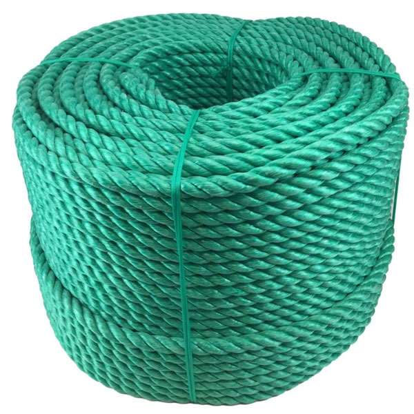 10mm Thick Coil 3 Strand Nylon Lightweight Polypropylene Green Rope 