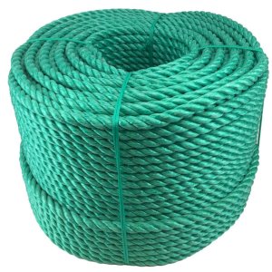 10mm Thick Coil 3 Strand Nylon Lightweight Polypropylene Green Rope 