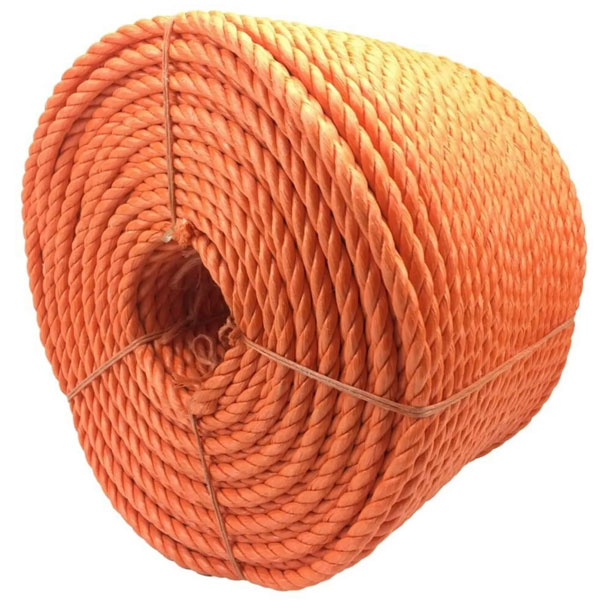 10mm Thick Coil 3 Strand Nylon Lightweight Polypropylene Orange Rope 