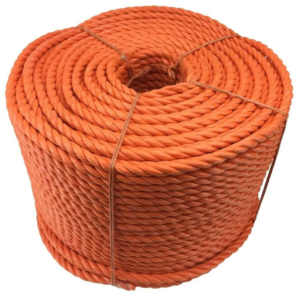 10mm Thick Coil 3 Strand Nylon Lightweight Polypropylene Orange Rope 