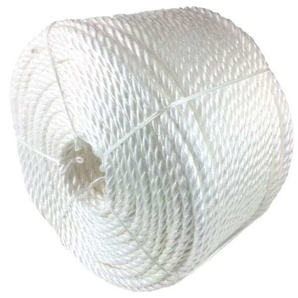 10mm Thick Coil 3 Strand Nylon Lightweight Polypropylene White Rope 