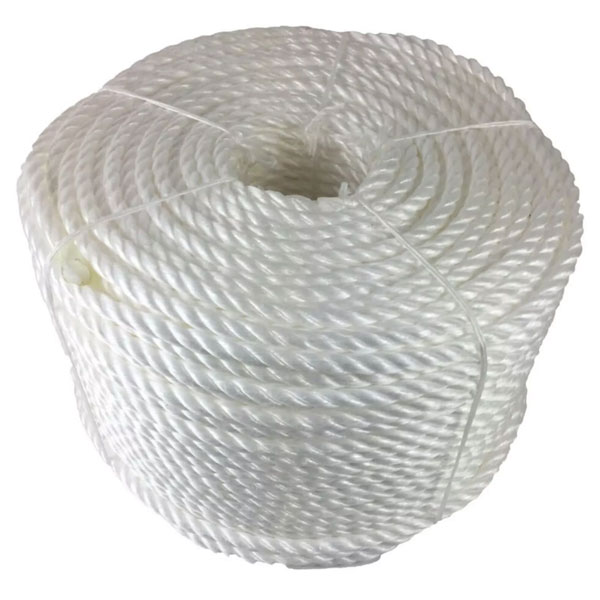 10mm Thick Coil 3 Strand Nylon Lightweight Polypropylene White Rope 