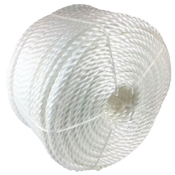 10mm Thick Coil 3 Strand Nylon Lightweight Polypropylene White Rope 