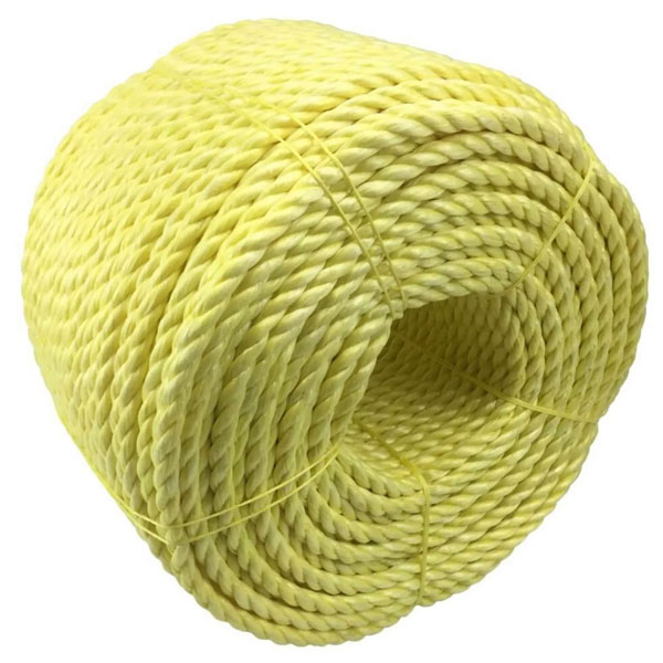 10mm Thick Coil 3 Strand Nylon Lightweight Polypropylene Yellow Rope