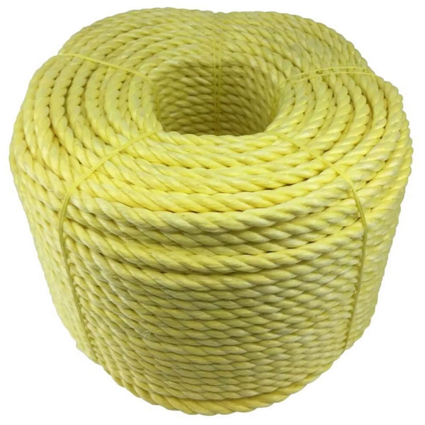 10mm Thick Coil 3 Strand Nylon Lightweight Polypropylene Yellow Rope