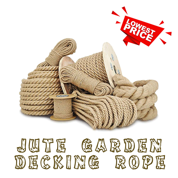 10mm Thick Twisted Hessian Braided Decking Garden Boating Sash Natural Jute Rope