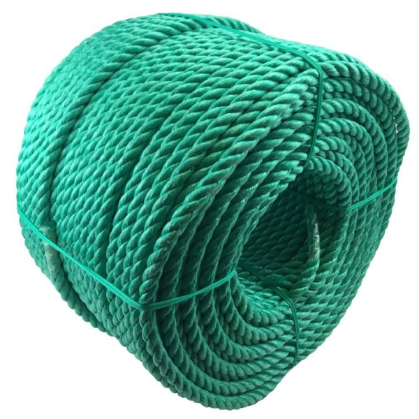 16mm Thick Polypropylene Nylon 3 Strand Green Rope Lightweight Coil