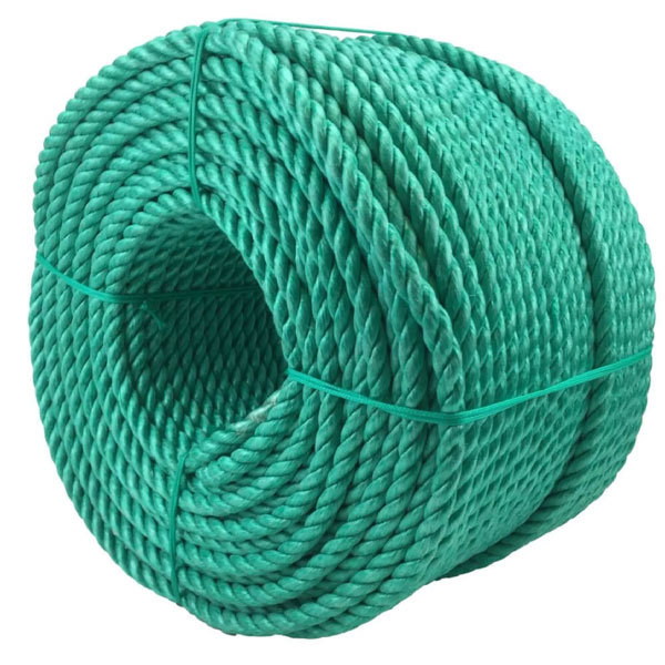 16mm Thick Polypropylene Nylon 3 Strand Green Rope Lightweight Coil