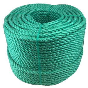 16mm Thick Polypropylene Nylon 3 Strand Green Rope Lightweight Coil