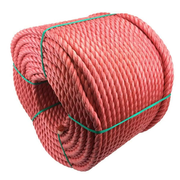 16mm Thick Polypropylene Nylon 3 Strand Red Rope Lightweight Coil