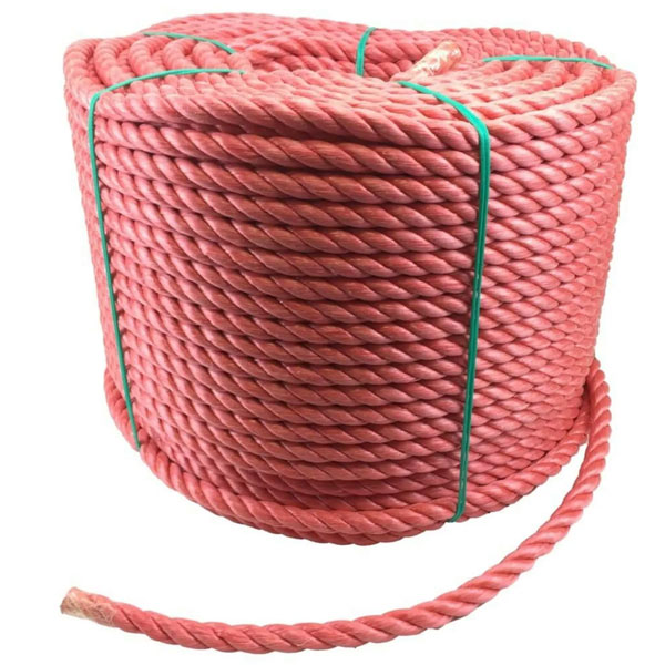 16mm Thick Polypropylene Nylon 3 Strand Red Rope Lightweight Coil