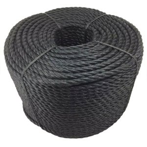 18mm Rot and Shrink Proof Polypropylene 3 Strand Nylon Black Rope