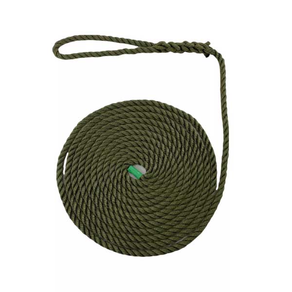 High Strength Olive Green Softline Warps Boat Lines Mooring Ropes - Pack of 2