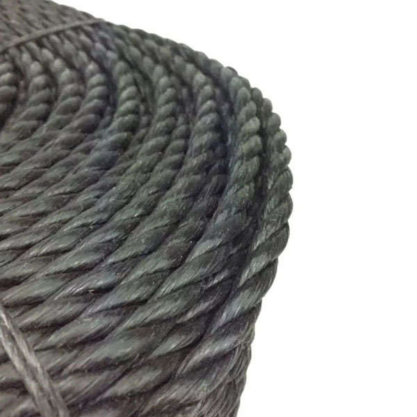 3 Strand Black 8mm Thick Polypropylene Rope Lightweight Nylon Coil