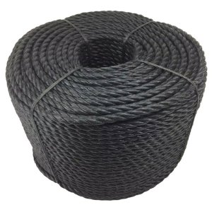 3 Strand Black 8mm Thick Polypropylene Rope Lightweight Nylon Coil