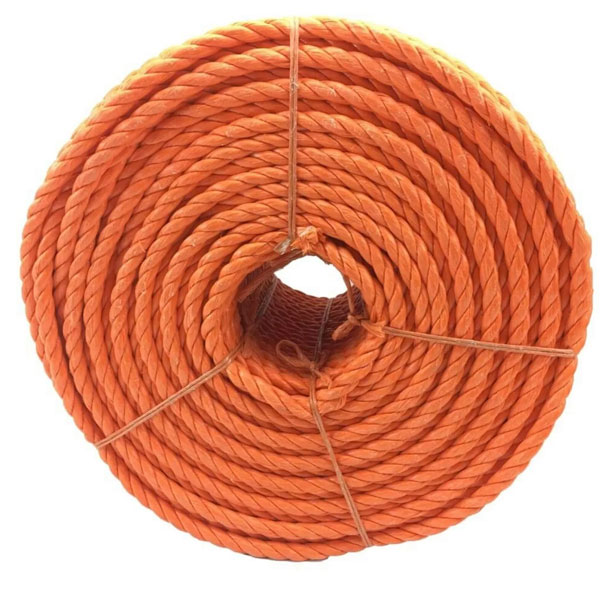 3 Strand Orange 8mm Thick Polypropylene Rope Lightweight Nylon Coil