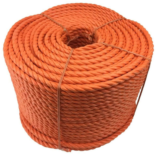 3 Strand Orange 8mm Thick Polypropylene Rope Lightweight Nylon Coil