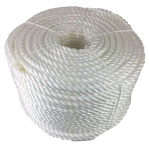 8mm Thick White Polypropylene 3 Strand Nylon Lightweight Rope Coil