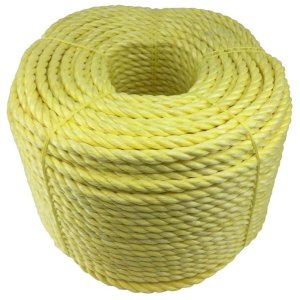 8mm Thick Yellow Polypropylene Lightweight Coil 3 Strand Nylon Rope