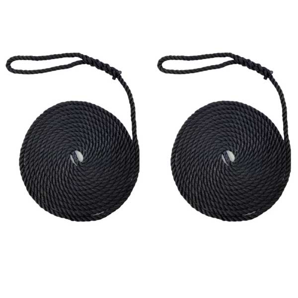 Softline Warps Boat Lines Black Mooring High Strength Ropes - Pack of 2