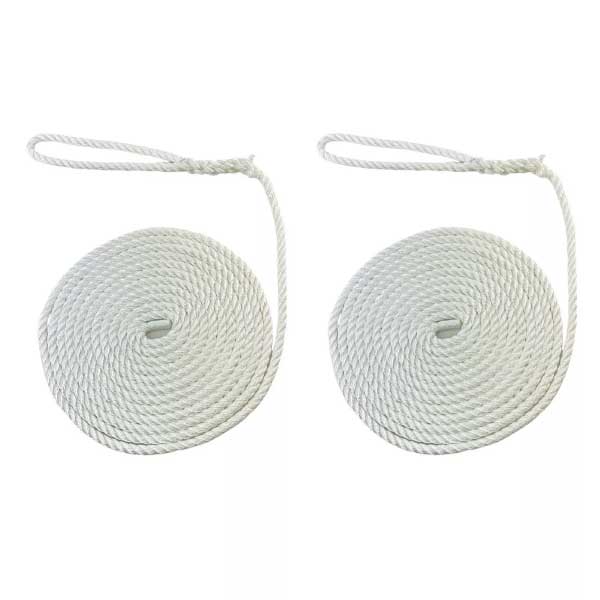 Softline White Warps Boat Lines High Strength 2 Pcs Mooring Ropes 